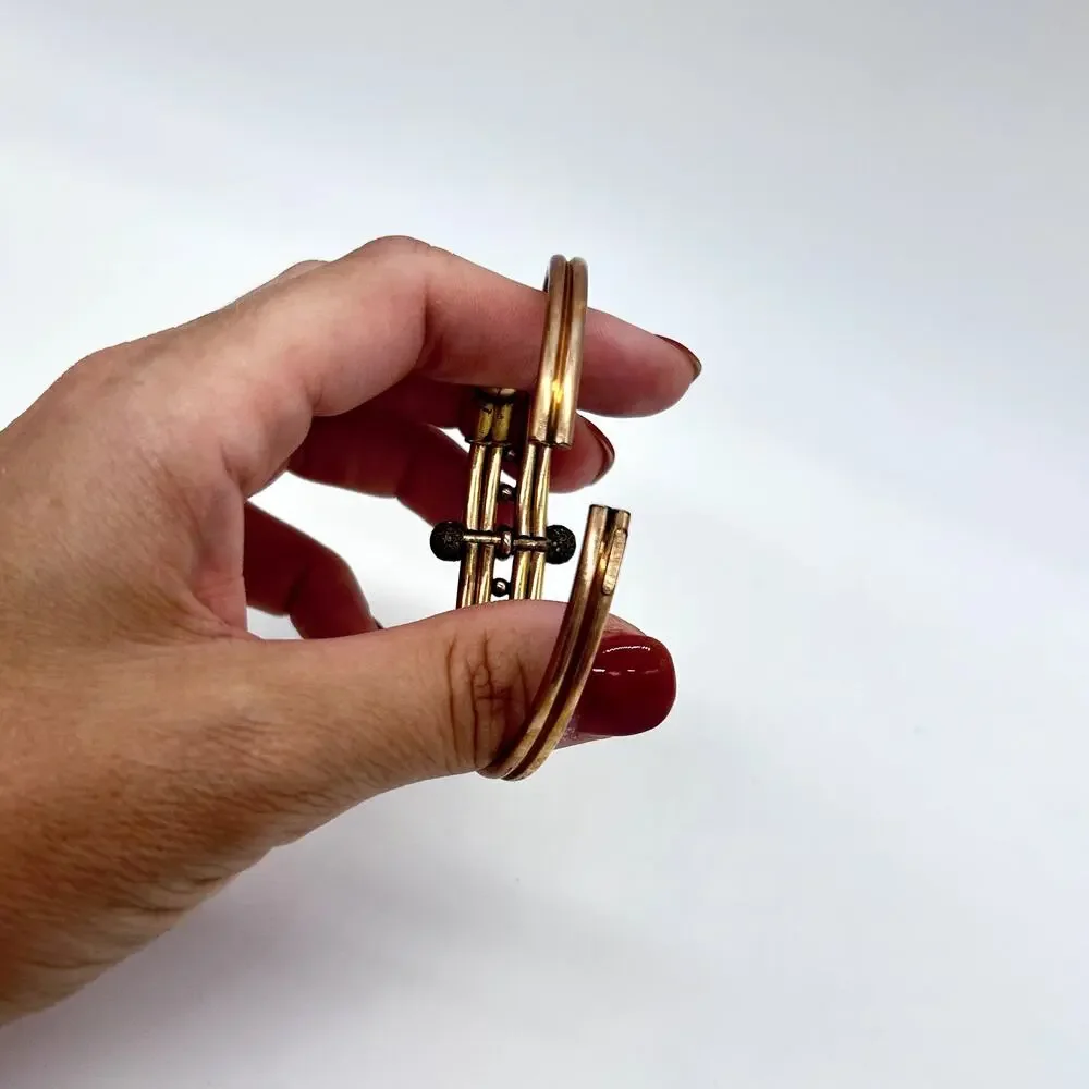 Vintage Victorian Etruscan Revival Bypass Hinged Bangle Bracelet Jewelry